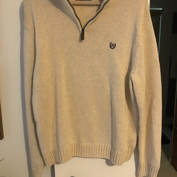 Ralph Lauren Chaps L/G men's half zip sweater, tan/cream colored. 100% cotton. - Picture 4 of 16
